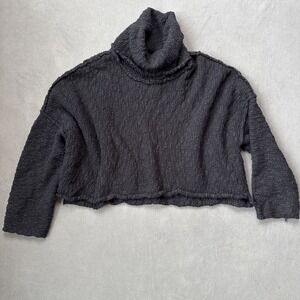Free People Sweater Womens Small Black Slouchy Textured Turtleneck Oversized